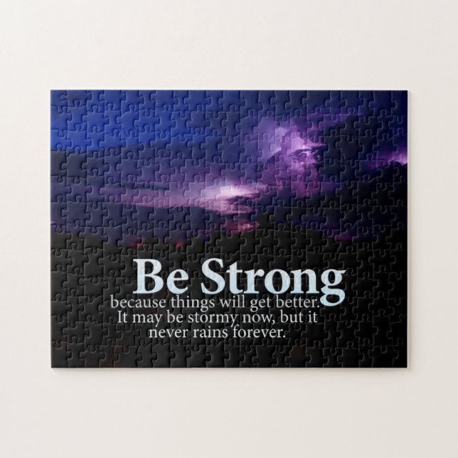 Be Strong Purple Storm Clouds Motivational Quote Jigsaw Puzzle (Horizontal)