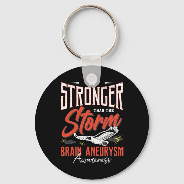 Be Stronger Than Storm Brain Aneurysm Awareness Gr Key Ring (Front)