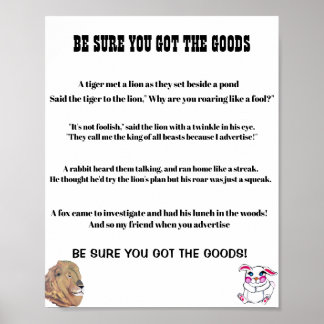 BE SURE YOU GOT THE GOODS poem  Poster