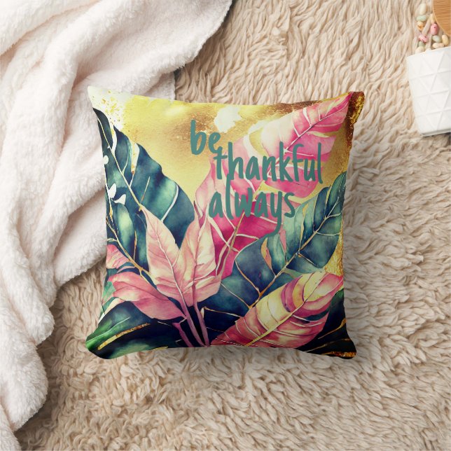 Be Thankful Always: Colourful Fall Leaves Cushion (Blanket)