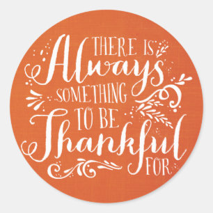 Be Thankful Linen Texture Thanksgiving Sticker