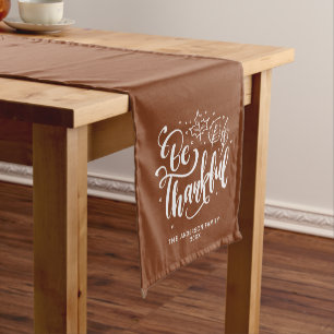 Be Thankful Personalised Family Thanksgiving Short Table Runner
