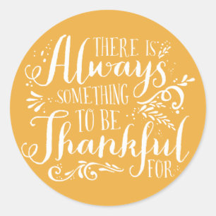 Be Thankful Script Mustard Thanksgiving Sticker