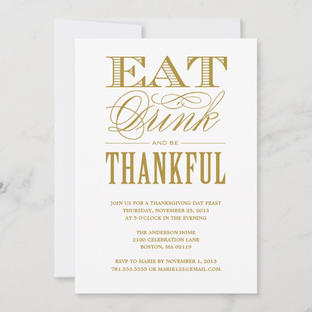 BE THANKFUL | THANKSGIVING DINNER INVITATION (Front)