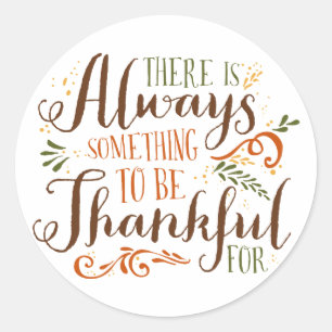 Be Thankful Whimsical Script   Thanksgiving Classic Round Sticker
