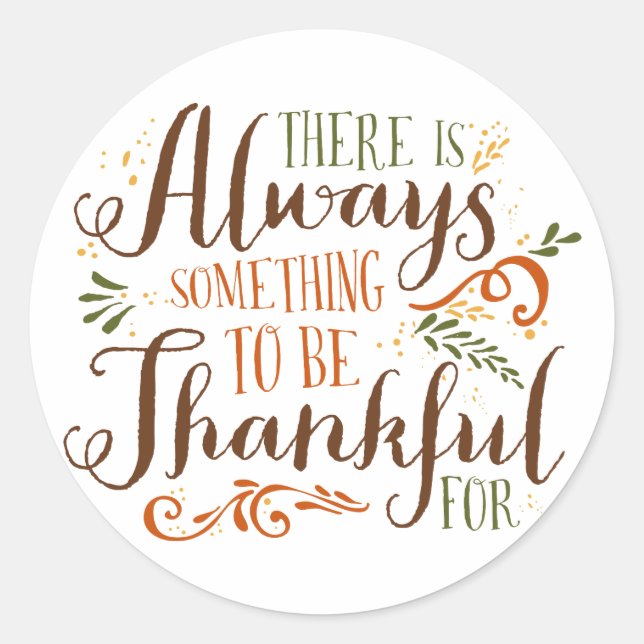 Be Thankful Whimsical Script | Thanksgiving Classic Round Sticker (Front)