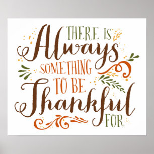 Be Thankful Whimsical Script Thanksgiving Poster