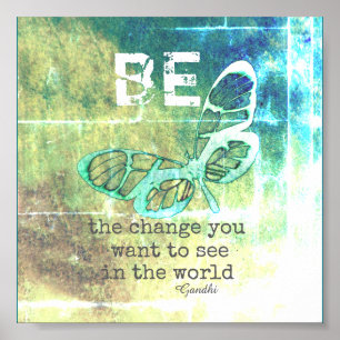 be the change Gandhi  inspirational  quote poster