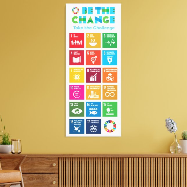 Be the Change Inspirational Poster Global Goals Canvas Print (Insitu(LivingRoom))