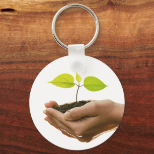 Be the Change You Want to Be - Sapling in Hand Key Ring