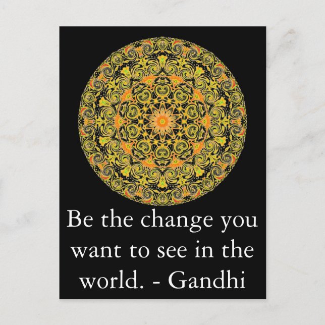 Be the change you want to see in the world. Gandi Postcard (Front)