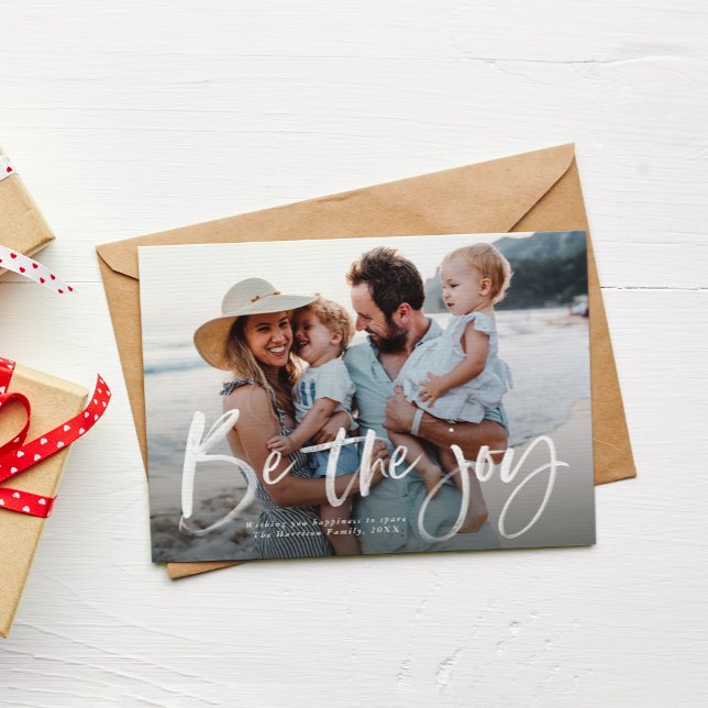 Be the joy elegant modern Christmas photo Holiday Card (Creator Uploaded)