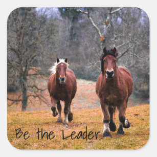 Be the Leader Horses Racing Square Sticker