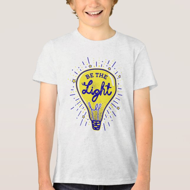Be The Light Cartoon Light Bulb Tri-Blend Shirt (Front)