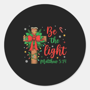 Be The Light Christian Christmas Cross Bow Floral Classic Round Sticker