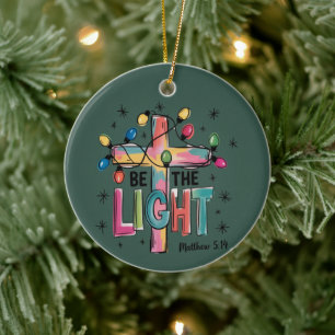 Be The Light Christmas Christian Cross Xmas Bible  Ceramic Tree Decoration