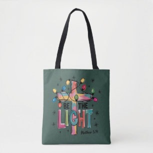 Be The Light Christmas Christian Cross Xmas Bible  Tote Bag