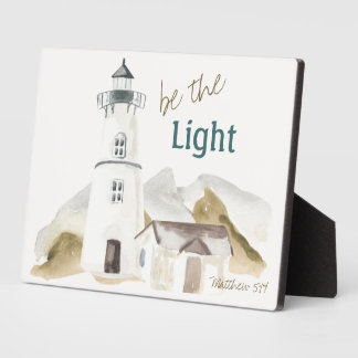 Be the Light Lighthouse Watercolor Faith Quote Plaque