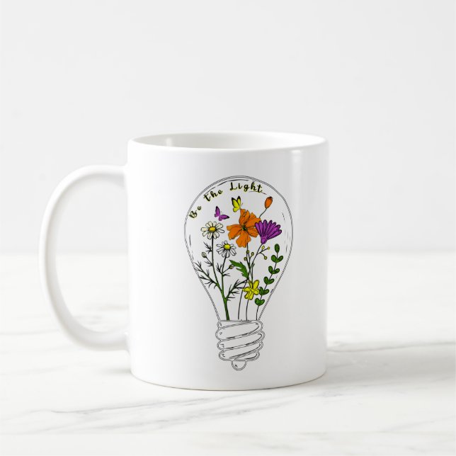 Be The Light Wildflower Motivational Quote Coffee Mug (Left)