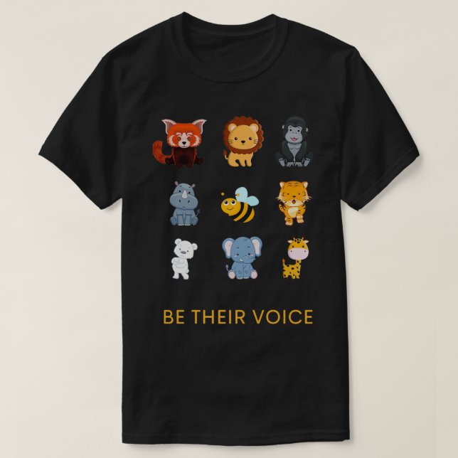 Be Their voice Endangered Animal Species T-Shirt (Design Front)