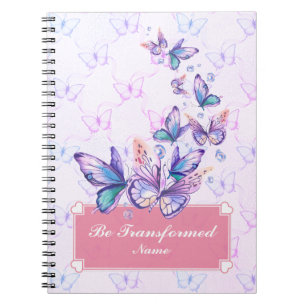 Be Transformed, Purple & Lavender Butterfly Spiral Notebook