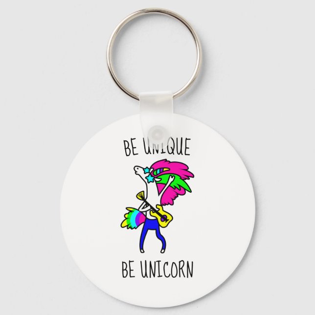 Be Unique Be Unicorn Button Keychain (Front)