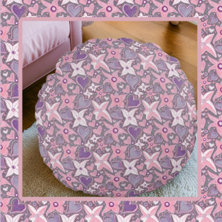 Be Unique Be Yourself Pattern In Pink/Purple Round Cushion