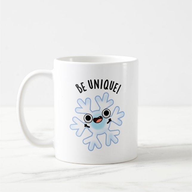 Be Unique Funny Snowflake Pun  Coffee Mug (Left)