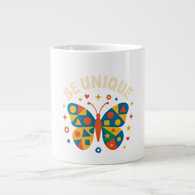 Be Unique – Inspirational Butterfly Art Mug Design (Front)