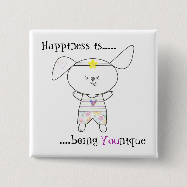 Be unique kawaii quirky dog empowerment button (Front)