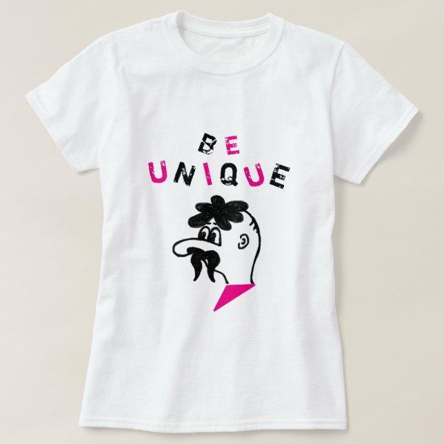 Be Unique Text T-Shirt DifferentMoustache Men Fun (Design Front)