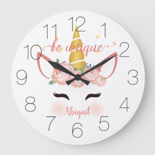 Be Unique Unicorn Floral Large Clock