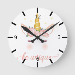 "Be Unique" Unicorn Round Clock