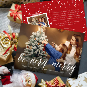 Be Very Merry Simple Script Modern Christmas Photo Holiday Card
