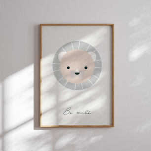 Be well, Lion Neutral kids affirmation print