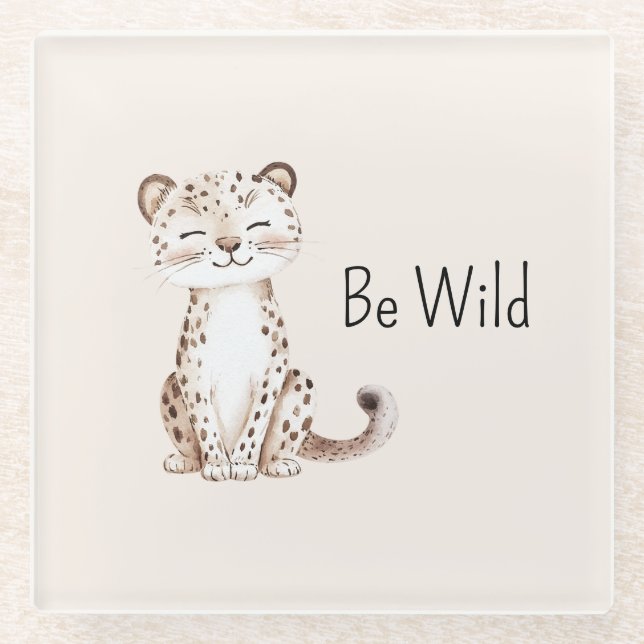 Be Wild Cheetah Glass Coaster (Front)