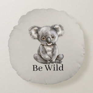 Be Wild Koala Bear Safari Animal Round Cushion