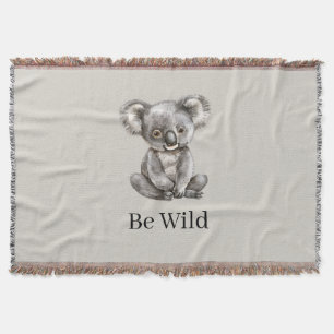 Be Wild Koala Bear Safari Animal   Throw Blanket