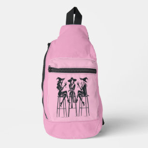 Be-Wine-ing Hour,Elegant Witches Wine Night,Modern Sling Bag