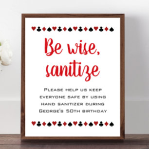 Be Wise Sanitise Las Vegas Casino Birthday Poster