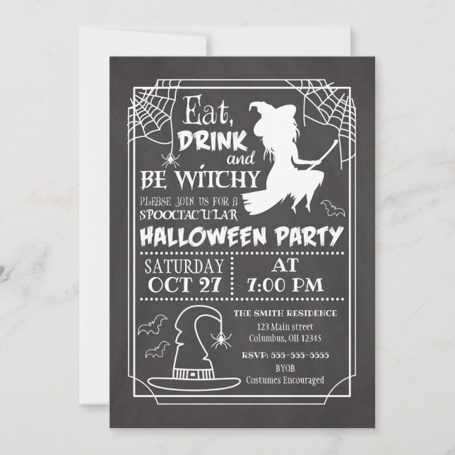 Be Witchy Halloween Party Invitation (Front)