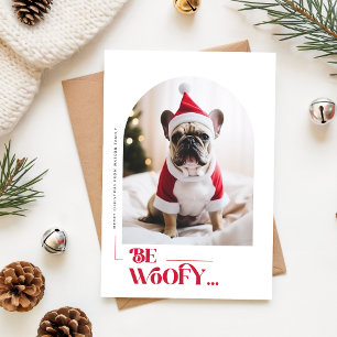 Be Woofy Funny Dog Pet Arch Photo Christmas Holiday Card