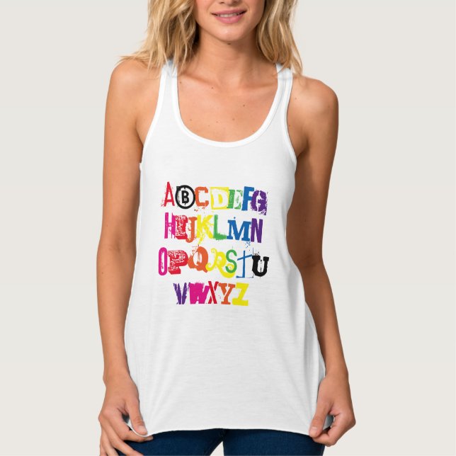 Be You Alphabet Funny Rainbow Typography Singlet (Front)