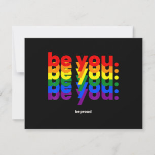 Be You Be Proud LGBTQ Pride Rainbow Lesbian Gay L RSVP Card