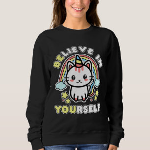 Be You Believe In Yourself Unicorn Cat Caticorn Ki Sweatshirt