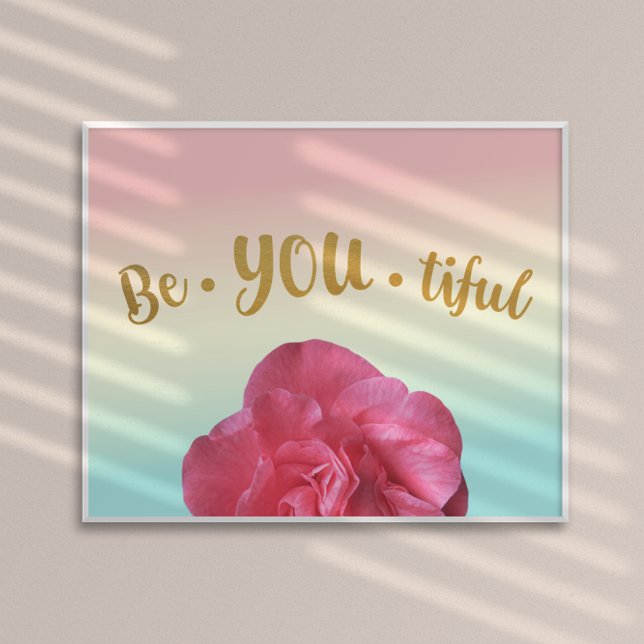 Be You BeYOUtiful Pastel Gradient Rose Gold Poster (Creator Uploaded)