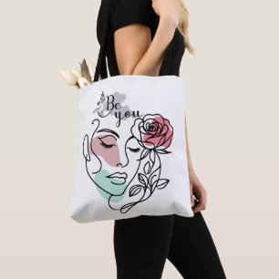 Be You Face Line Art Woman Face Line Art Tote Bag