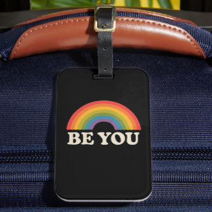 Be You Gay Lesbian Pride LGBTQ Ally Rainbow Retro Luggage Tag