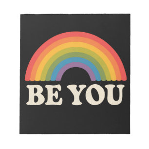 Be You Gay Lesbian Pride LGBTQ Ally Rainbow Retro Notepad