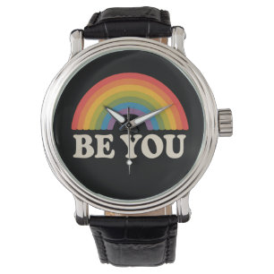 Be You Gay Lesbian Pride LGBTQ Ally Rainbow Retro Watch